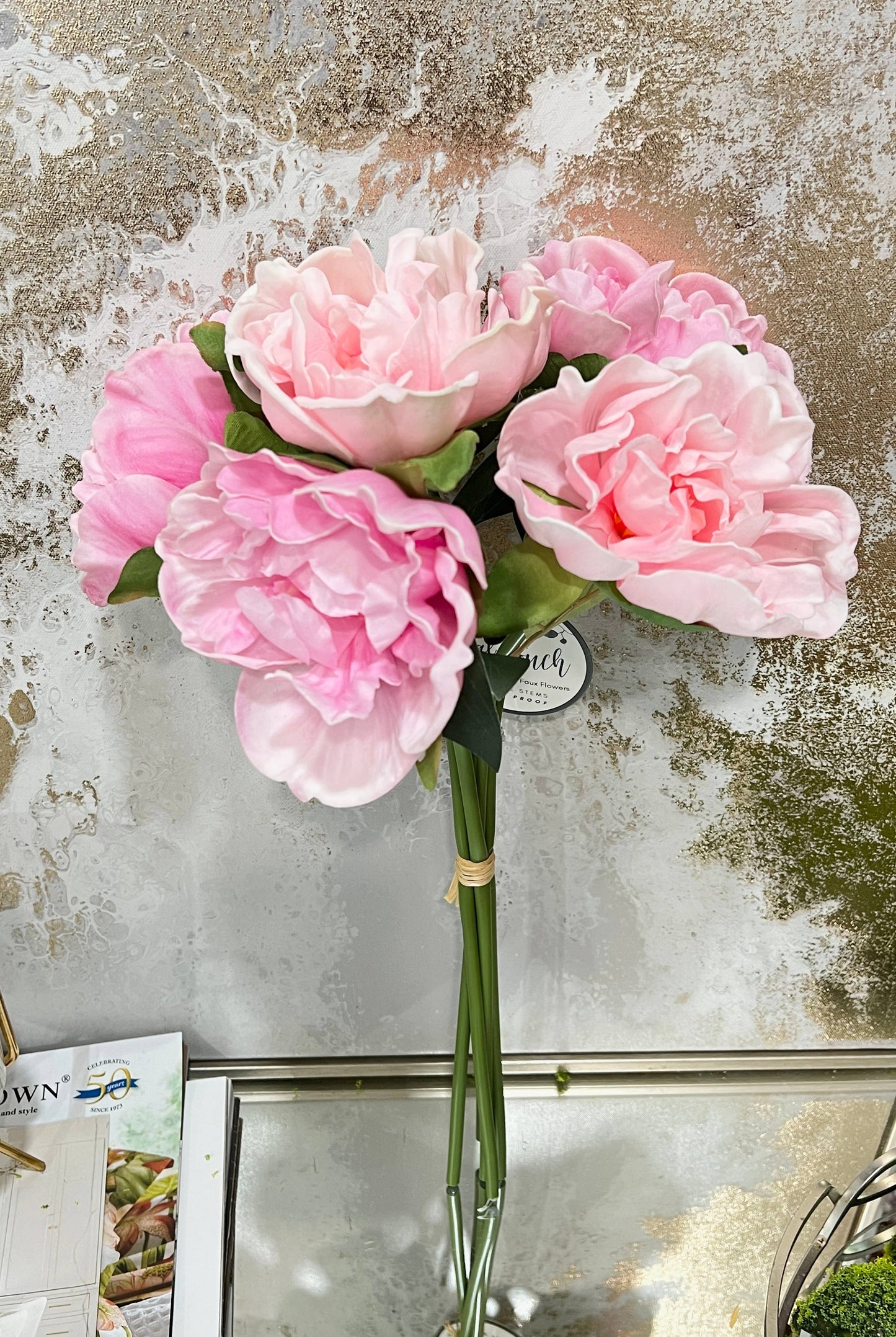 Angel Isabella - 16"-5-stem Bundled-Real Touch Peony Blossom