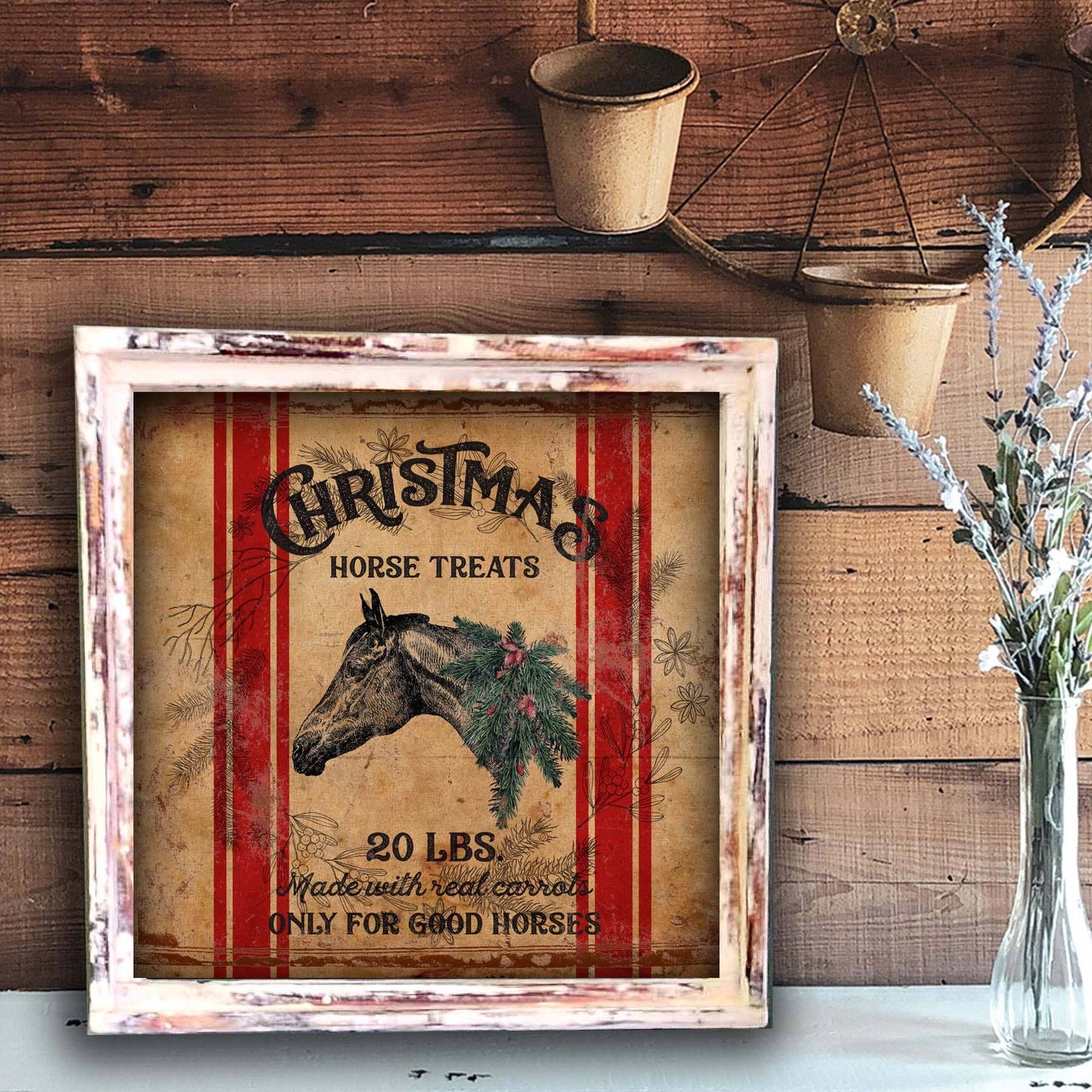TroubleMaker Trading Company - Christmas Horse Treats - Square Framed Artwork