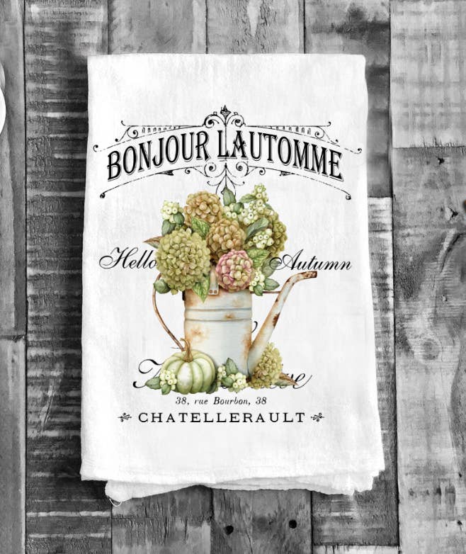 Avery Lane Gifts - Hello Autumn Fall Paris France Cotton Tea Towels Kitchen