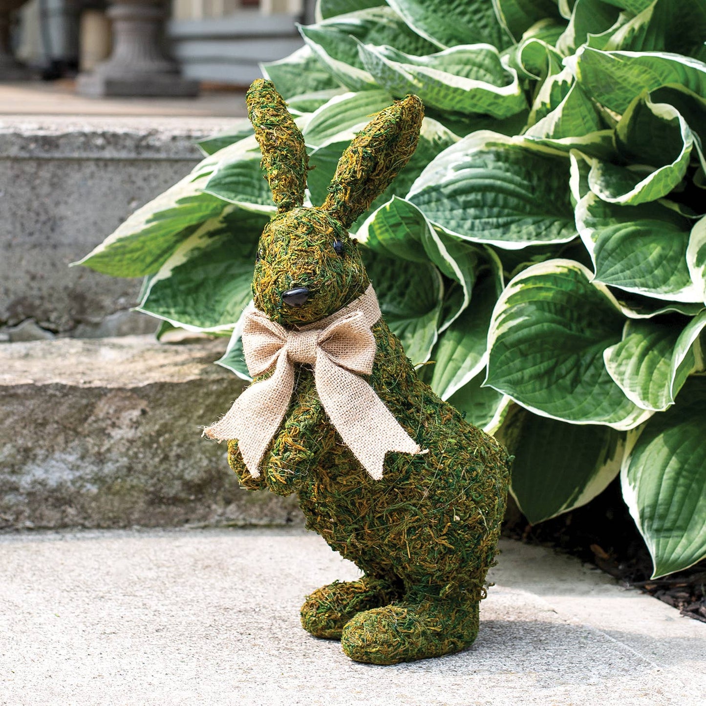 Le Menagerie- Mossy Bunny with Jute Bow Topiary