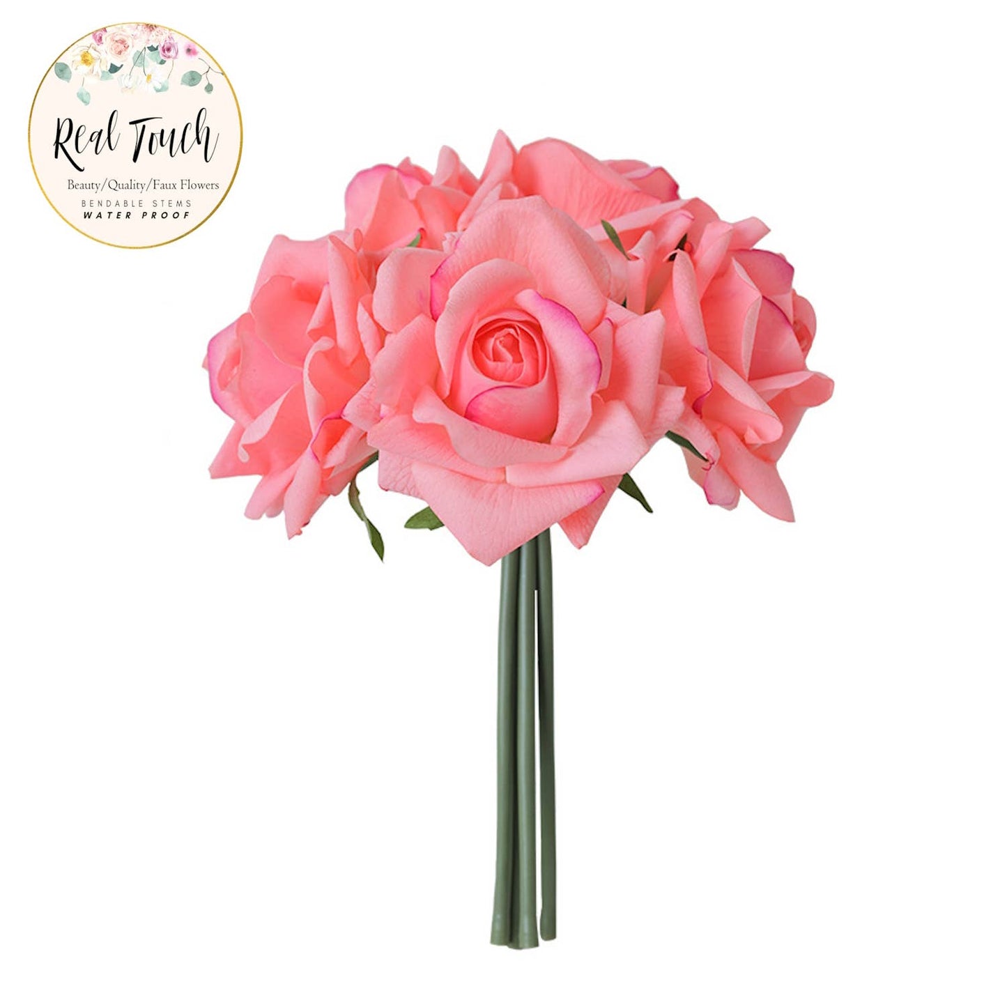 Angel Isabella - Real Touch Pack of 5 Large bloom Rose