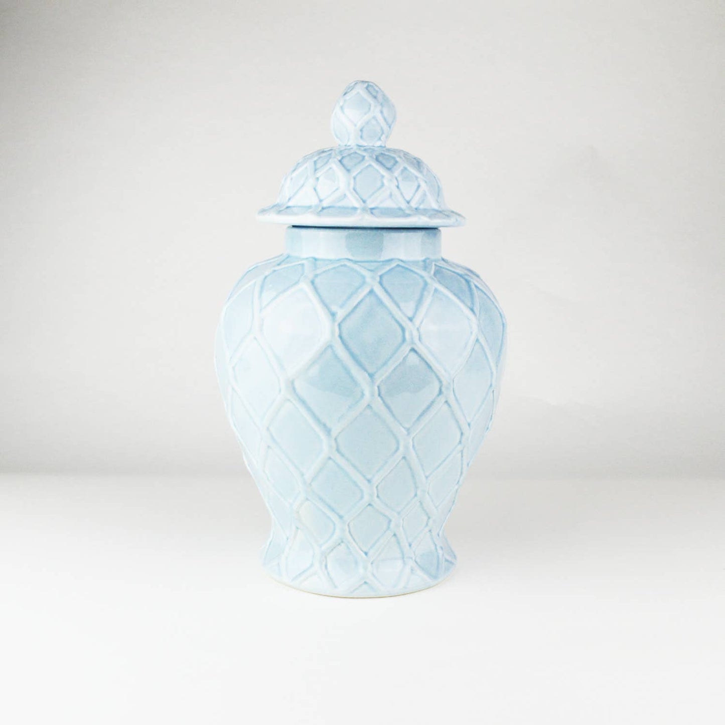 Le Menagerie - Light Blue Textured Ginger Jar - Large