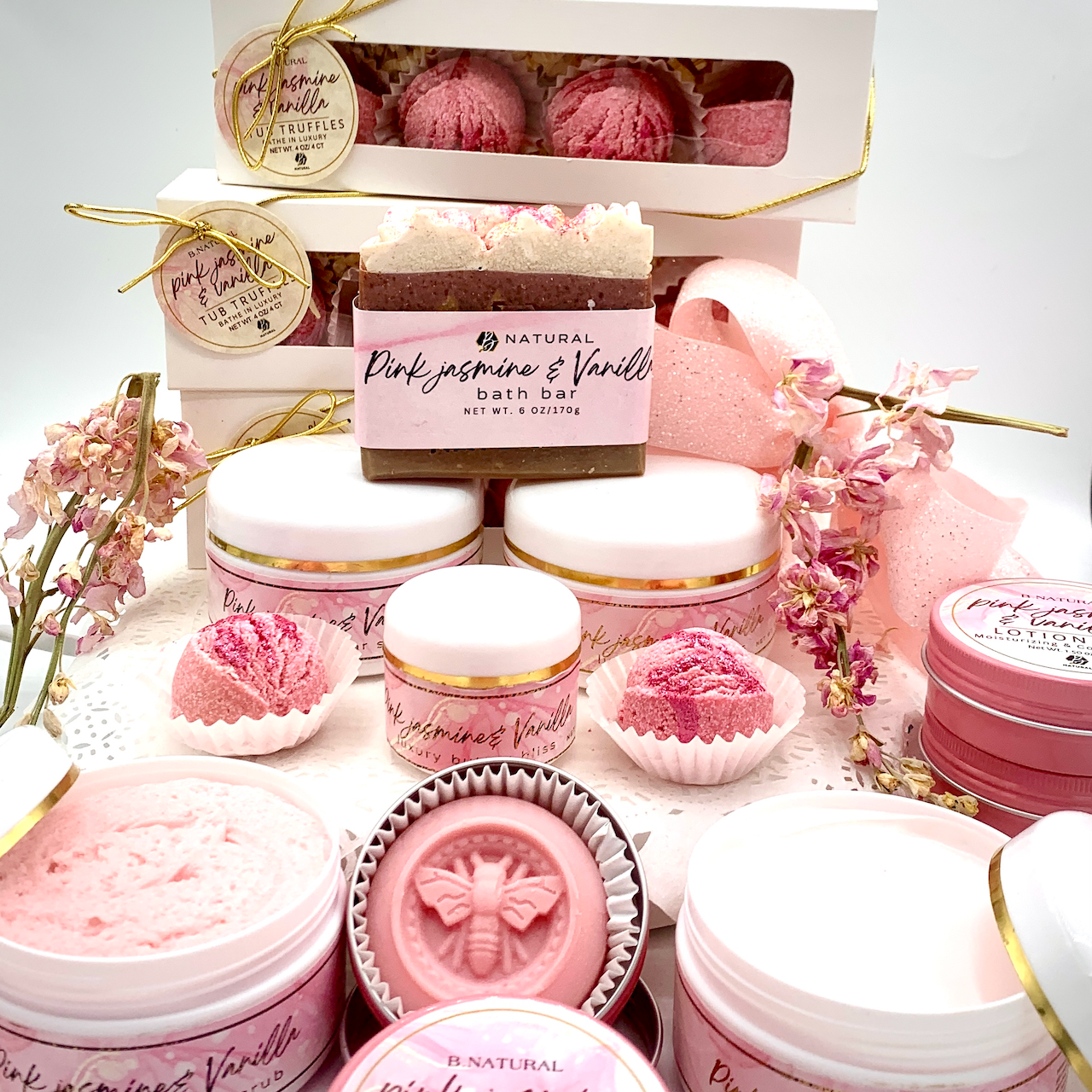 B.NATURAL STORES - Pink Jasmine & Vanilla| Designer Bath Bar
