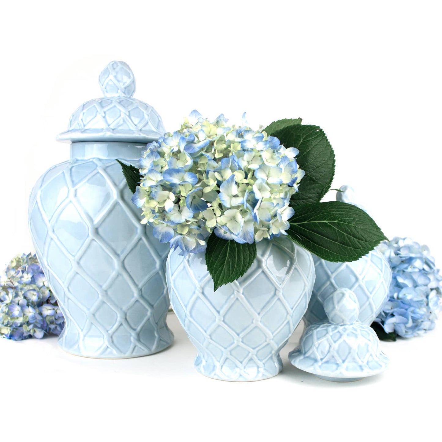 8 Oak Lane - Light Blue Textured Ginger Jar - Small
