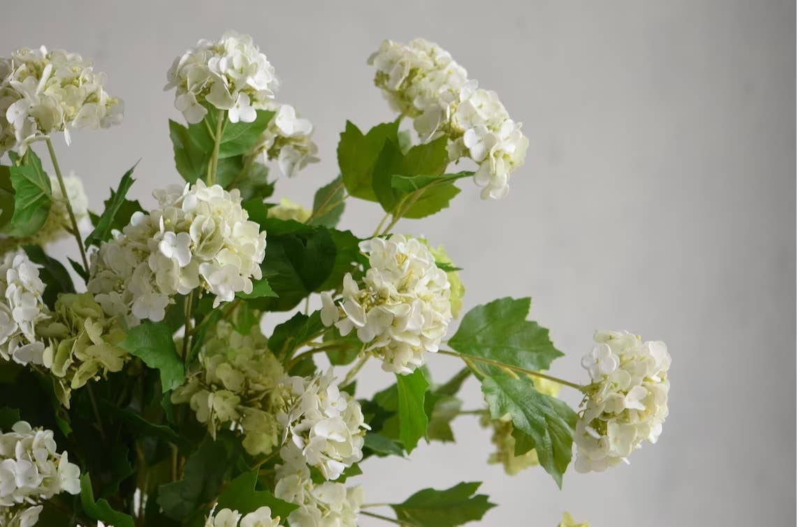 Angel Isabella - 40"Long-5 Blooms-Premium Faux Snowball hydrangea spray