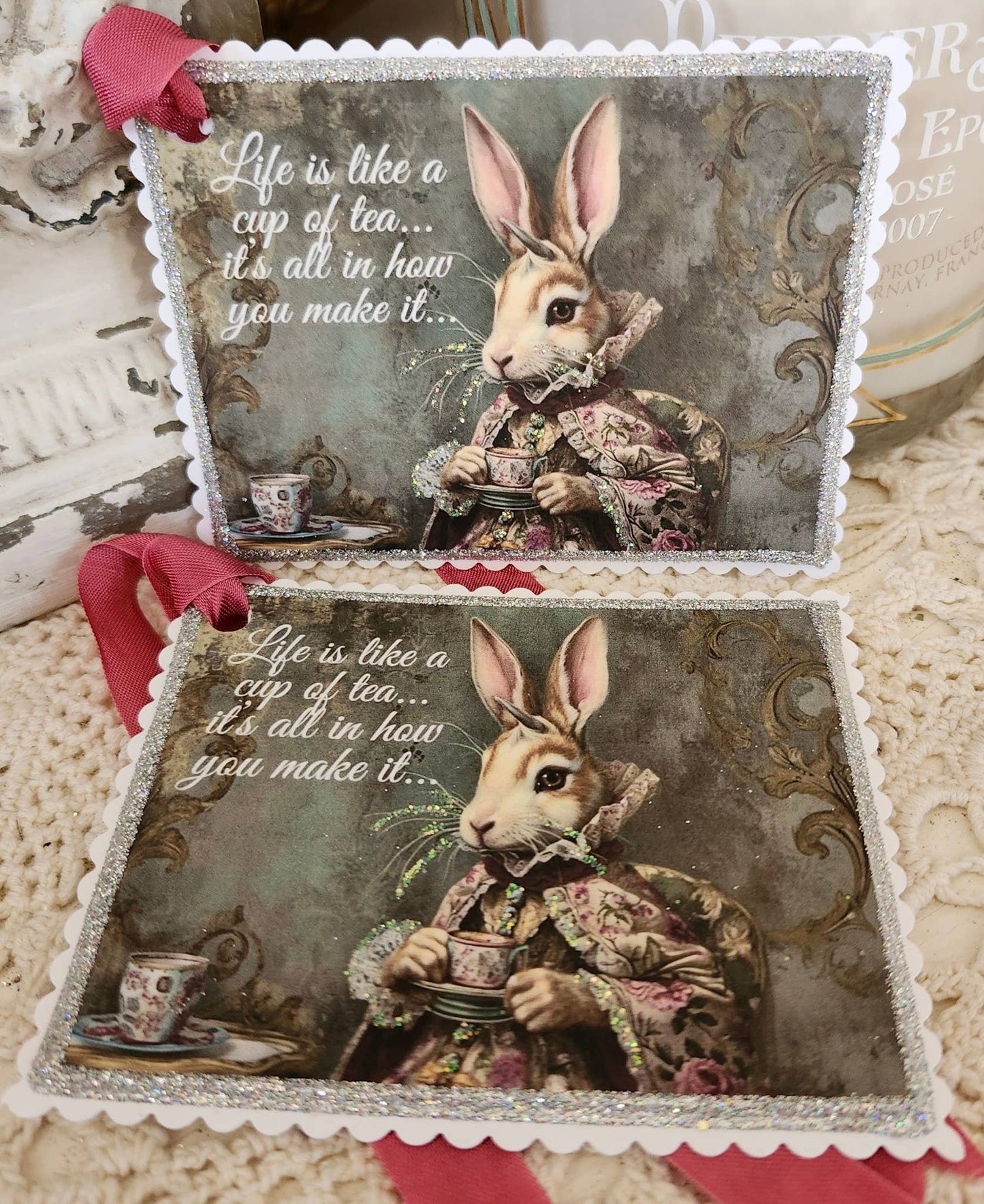 Little Heart Designs - Gift Tag Bunny Life Is Like A Cup Of Tea