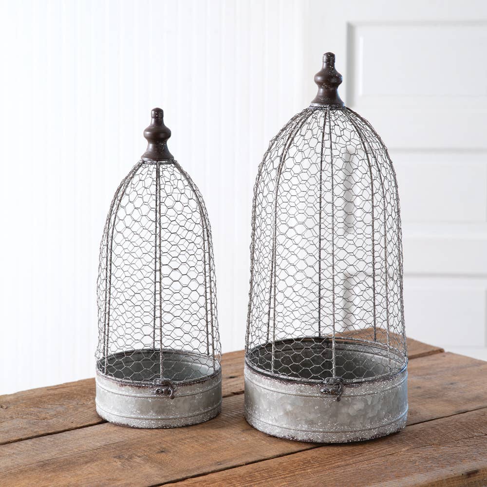 Le Menagerie - Set of Two Chicken Wire Cloches