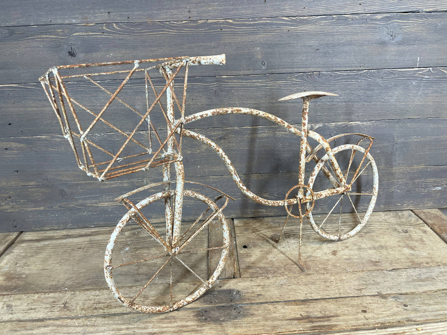 Le Menagerie - Bike Farmhouse Garden Iron Basket Planter-30x8x18 inches-NEW
