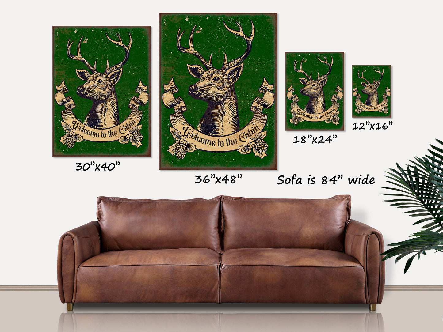 Olive Branch Farmhouse - Welcome to the Cabin Vintage Deer Head Canvas Wall Art