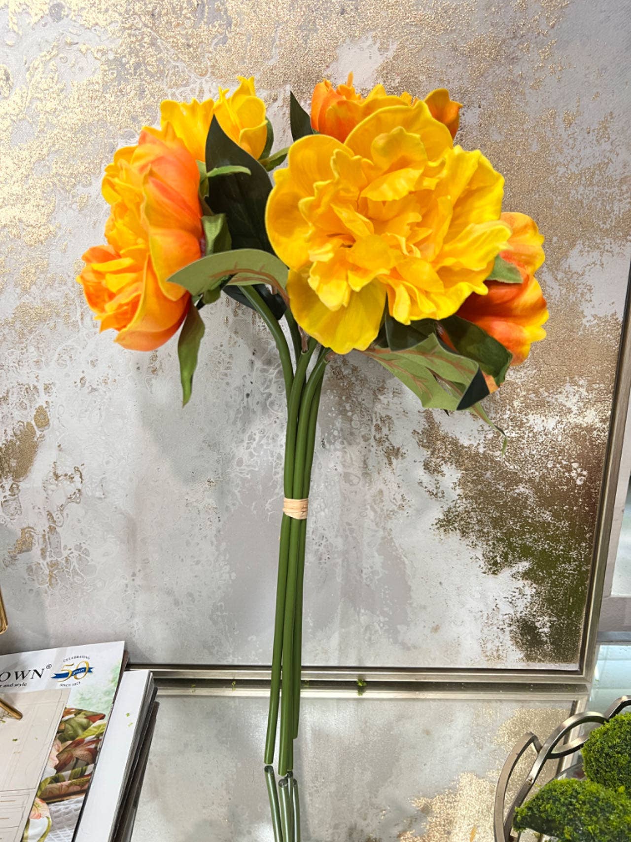 Angel Isabella - 16"-5-stem Bundled-Real Touch Peony Blossom