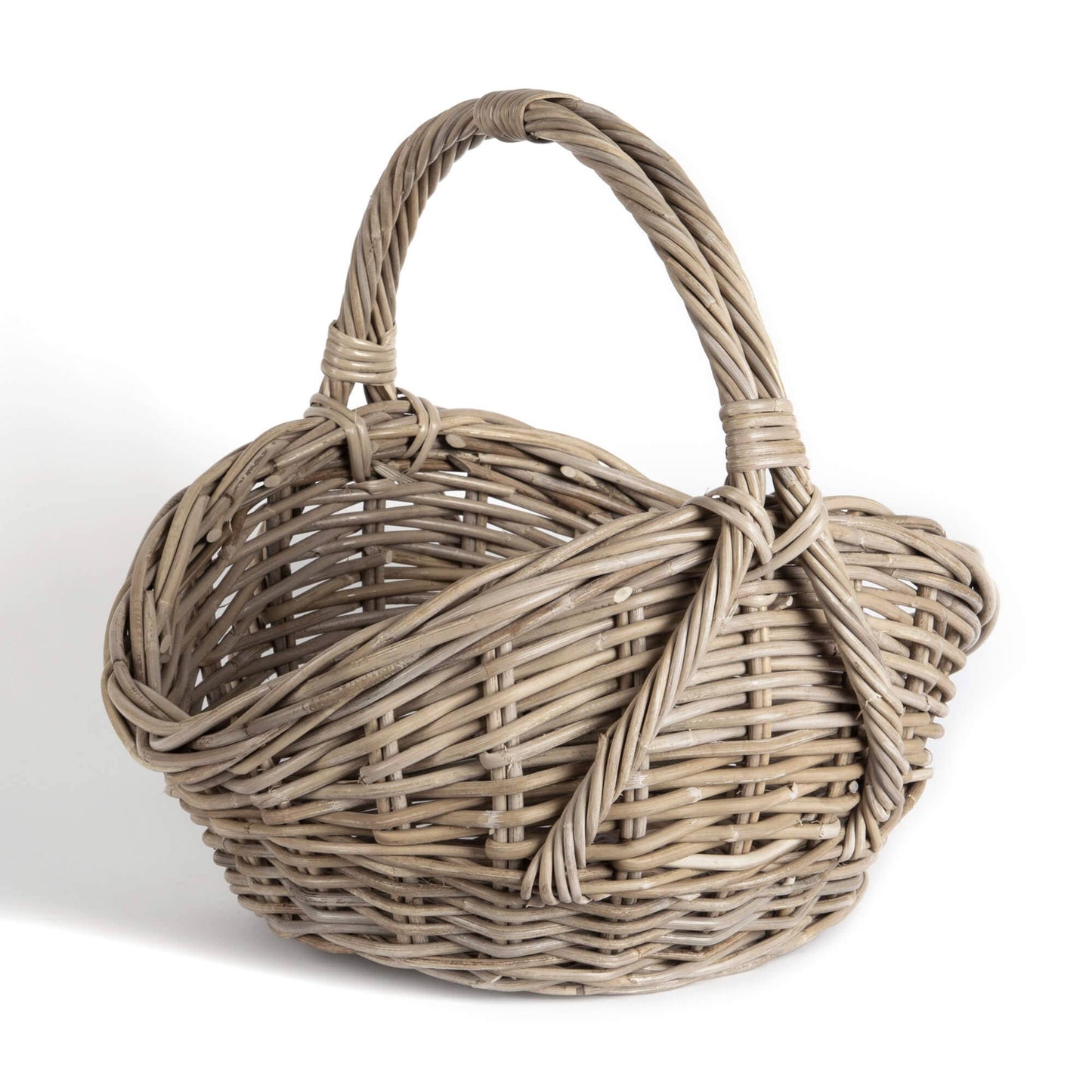 Le Menagerie - FRENCH RATTAN BASKET WITH HIGH SIDES AND OVERHANDLE