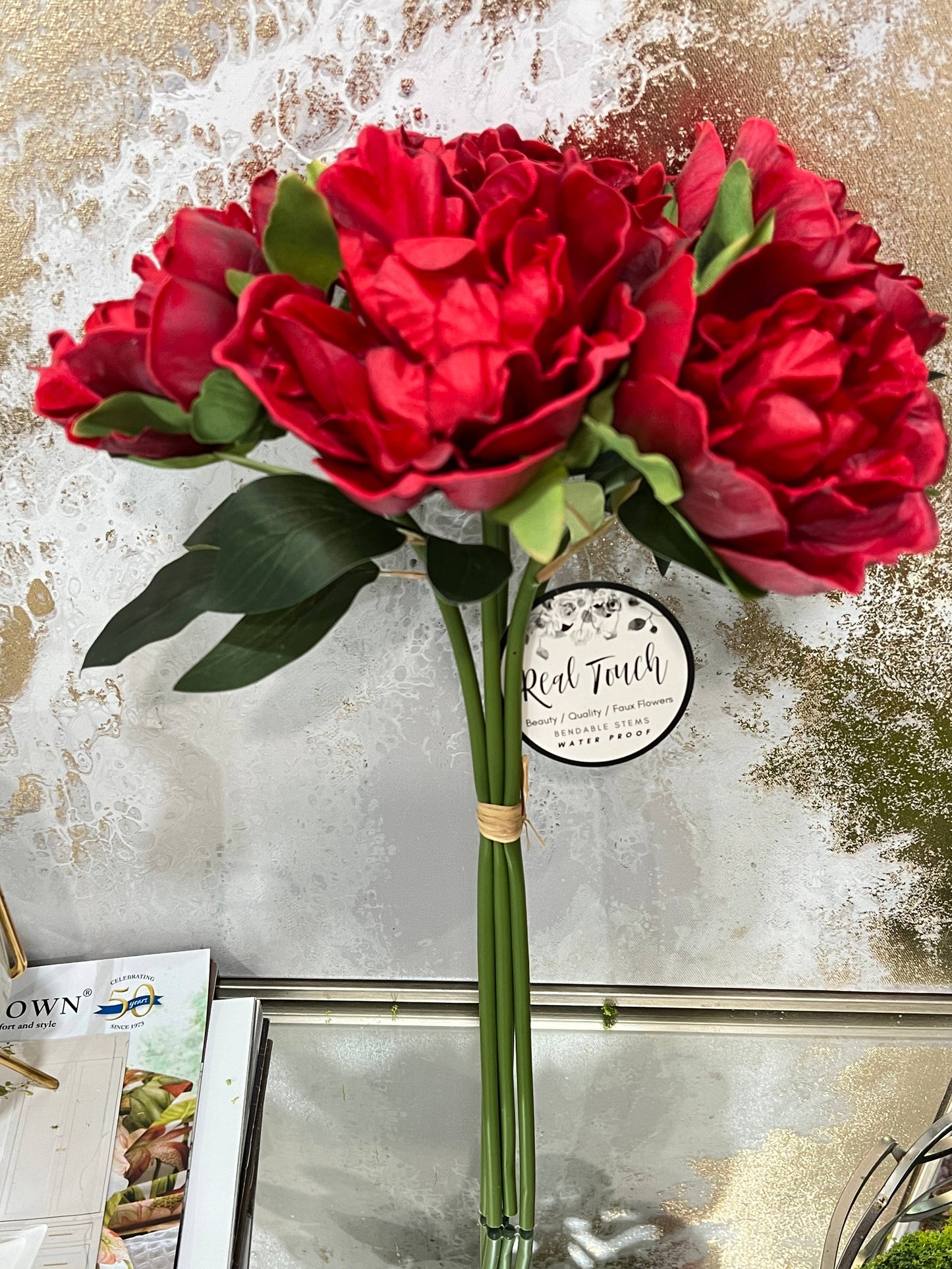 Angel Isabella - 16"-5-stem Bundled-Real Touch Peony Blossom