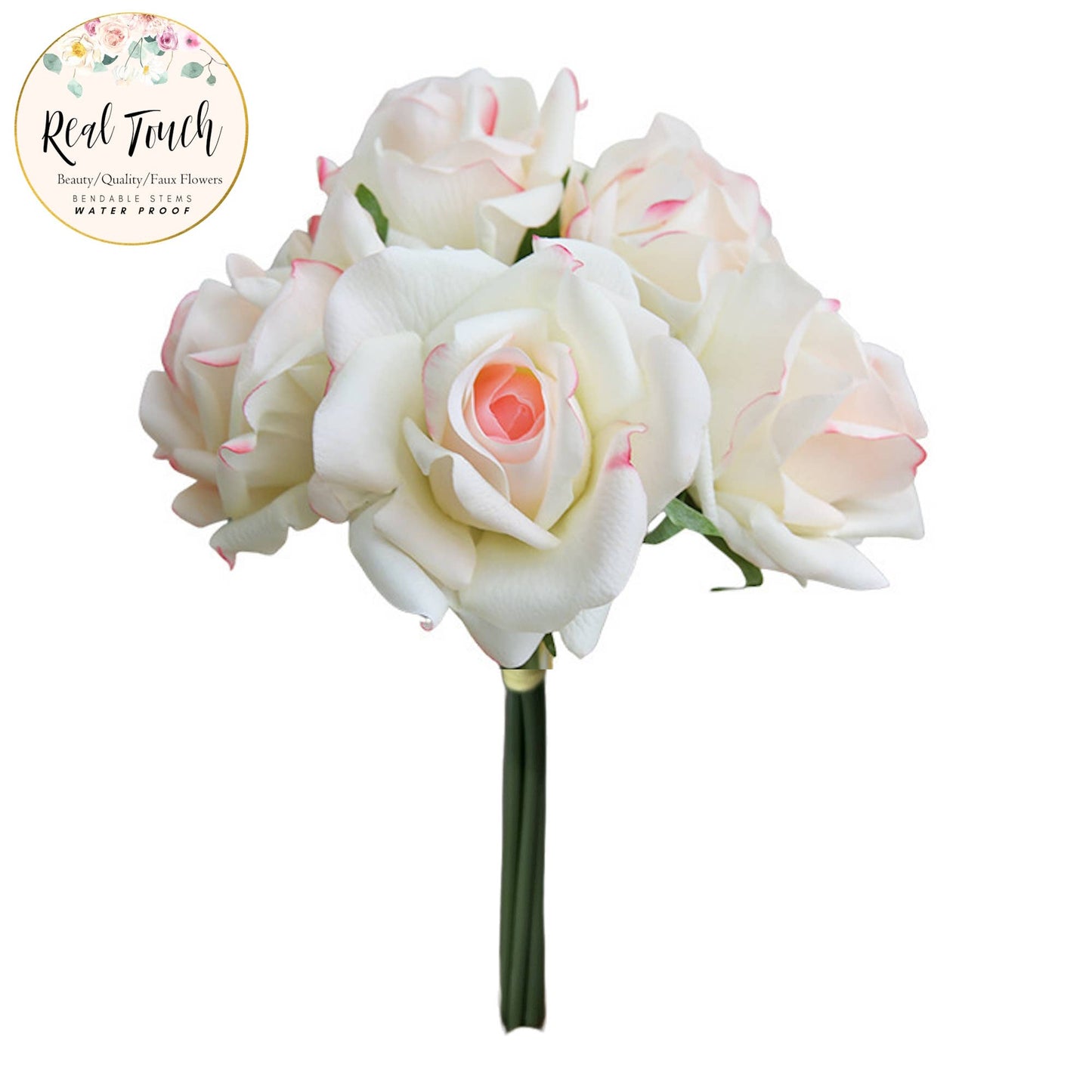 Angel Isabella - Real Touch Pack of 5 Large bloom Rose