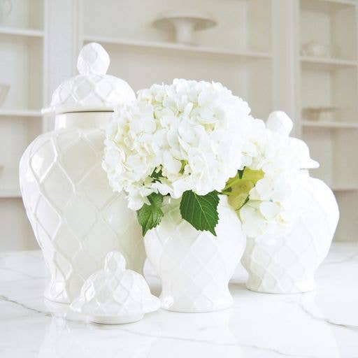 8 Oak Lane - White Textured Ginger Jar - Large