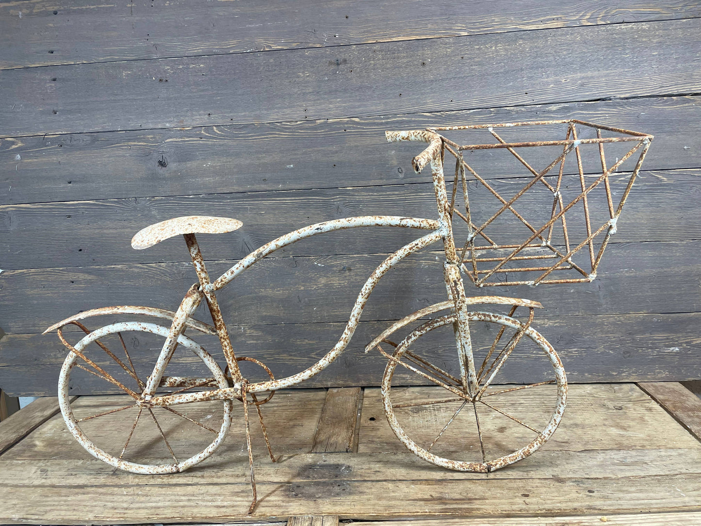 Le Menagerie - Bike Farmhouse Garden Iron Basket Planter-30x8x18 inches-NEW