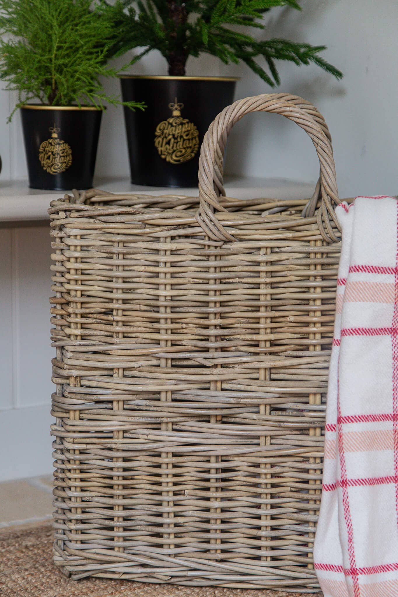 Le Menagerie - FRENCH TALL RECT GREY RATTAN BASKET