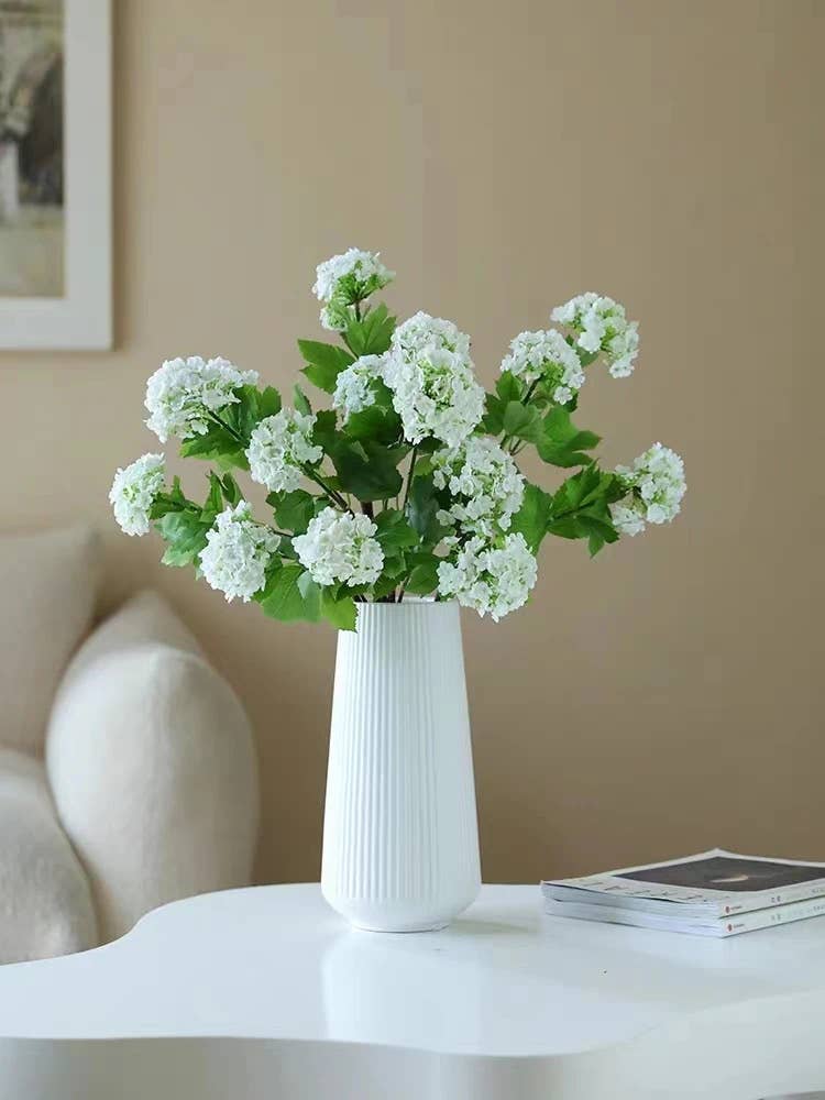 Angel Isabella - 40"Long-5 Blooms-Premium Faux Snowball hydrangea spray