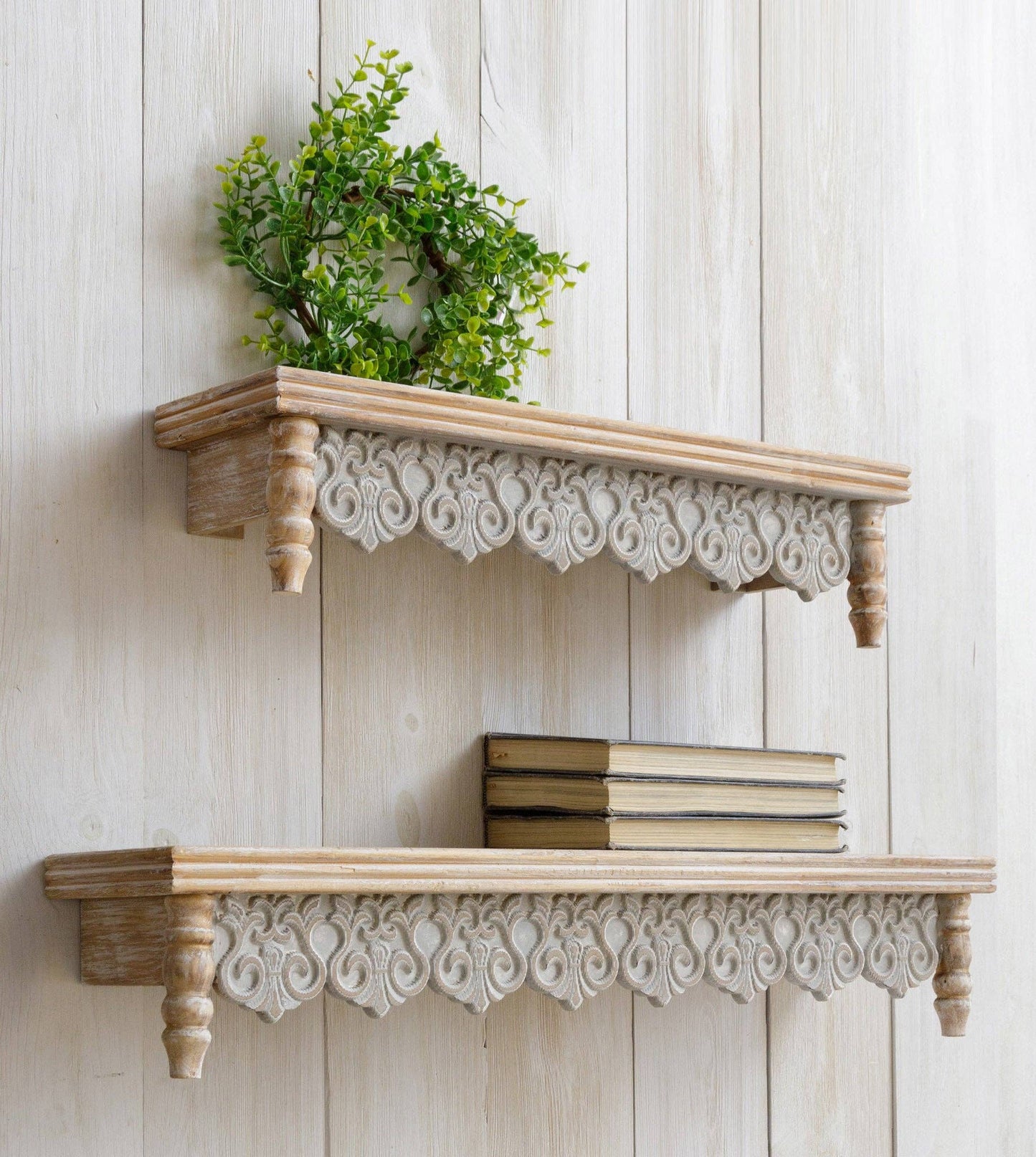 Audrey's - Shelves - Fleur-de-lis, Grey (Set Of 02)