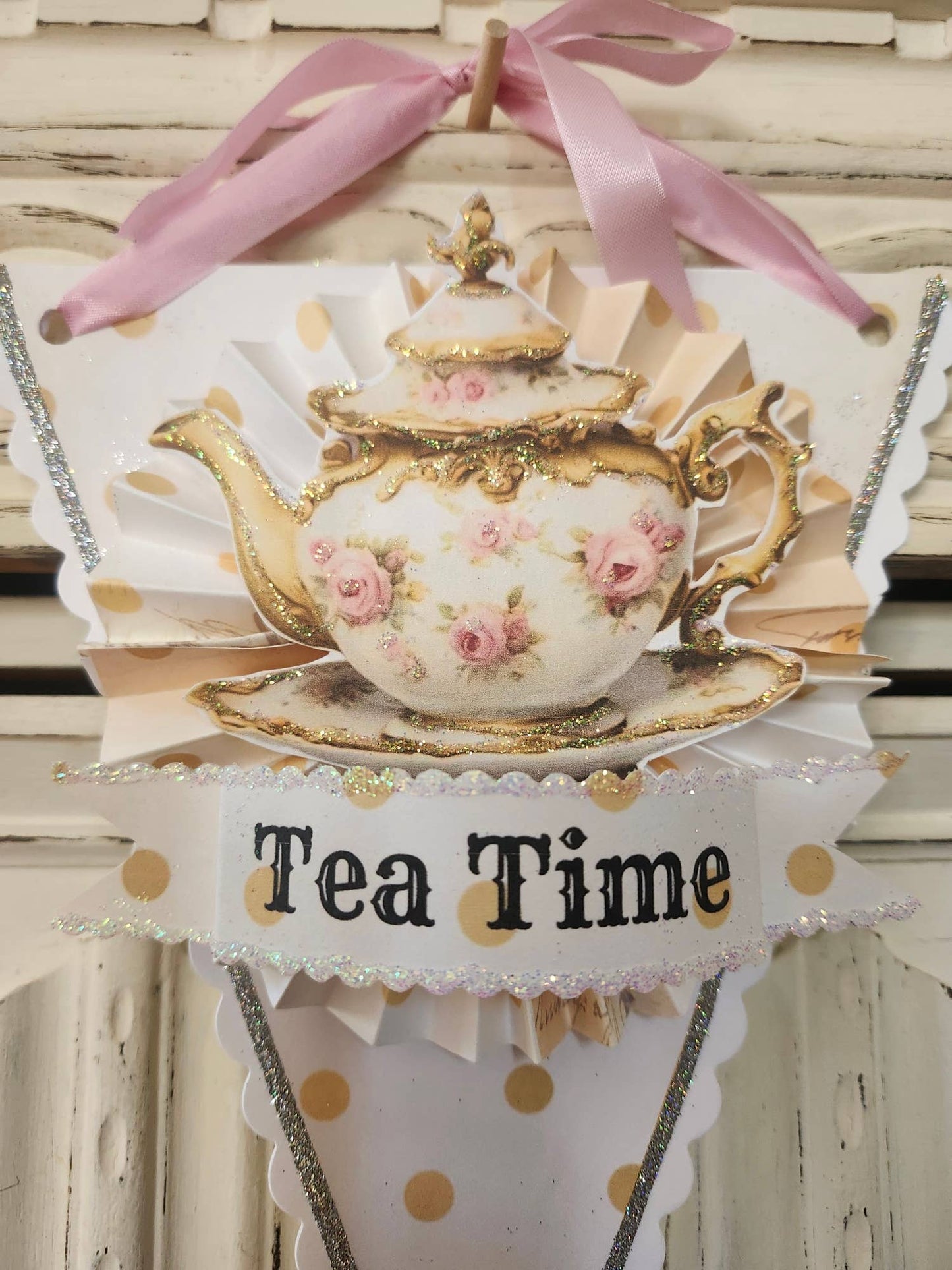 Little Heart Designs - Teapot n Roses Tea Time Hanging Decoration