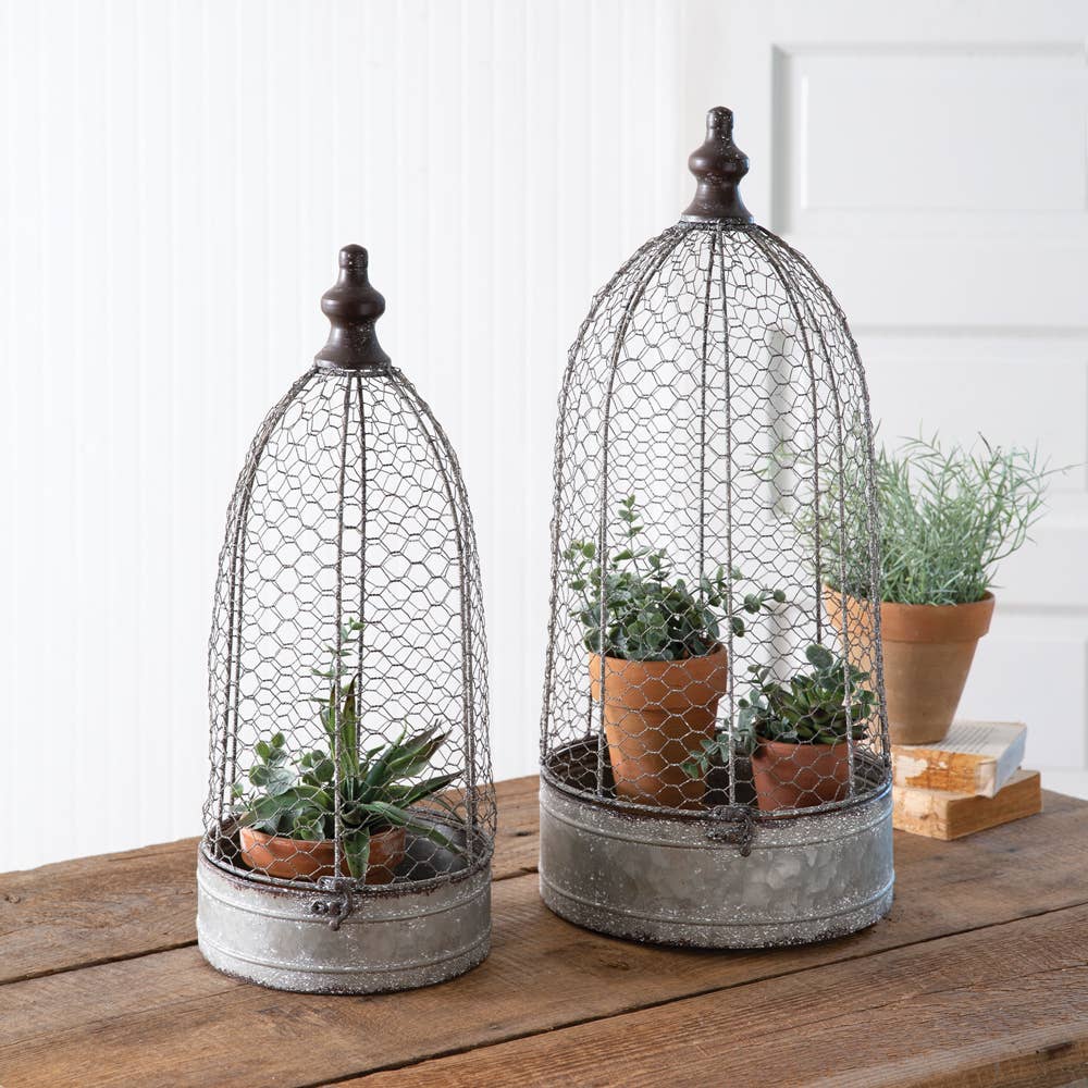 Le Menagerie - Set of Two Chicken Wire Cloches
