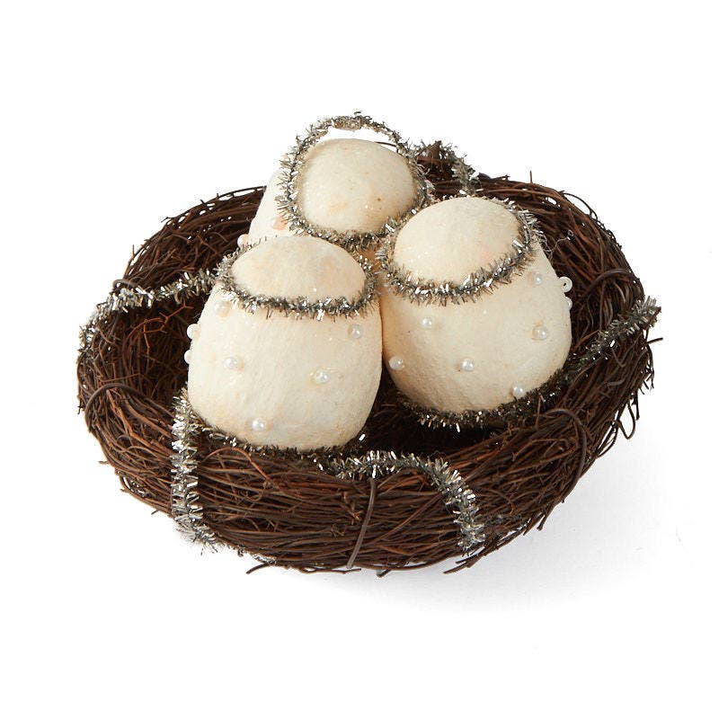 Le Menagerie - Twig Birds Nest with Felted Eggs