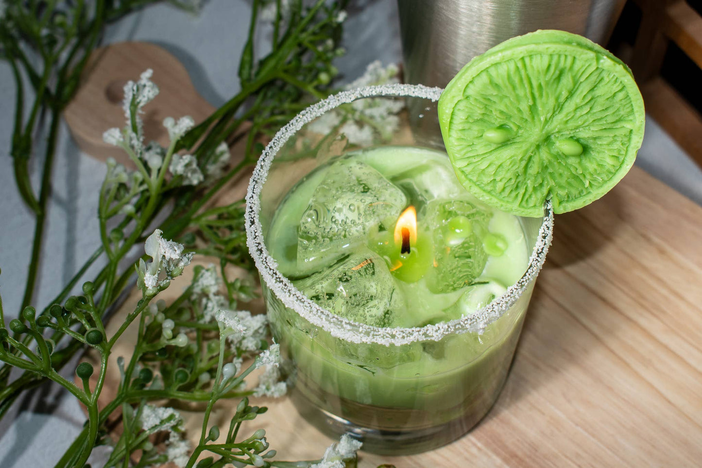 Pink Spruce - Realistic hand poured soy gel wax Margarita Candle