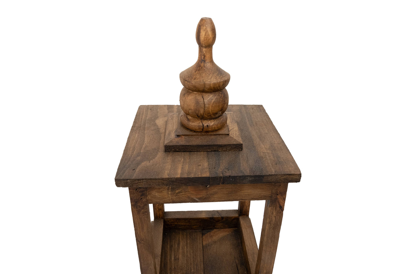 Le Menagerie - Dunlap Farmhouse Wood Lantern-8.5x17 inches-Waxed Brown