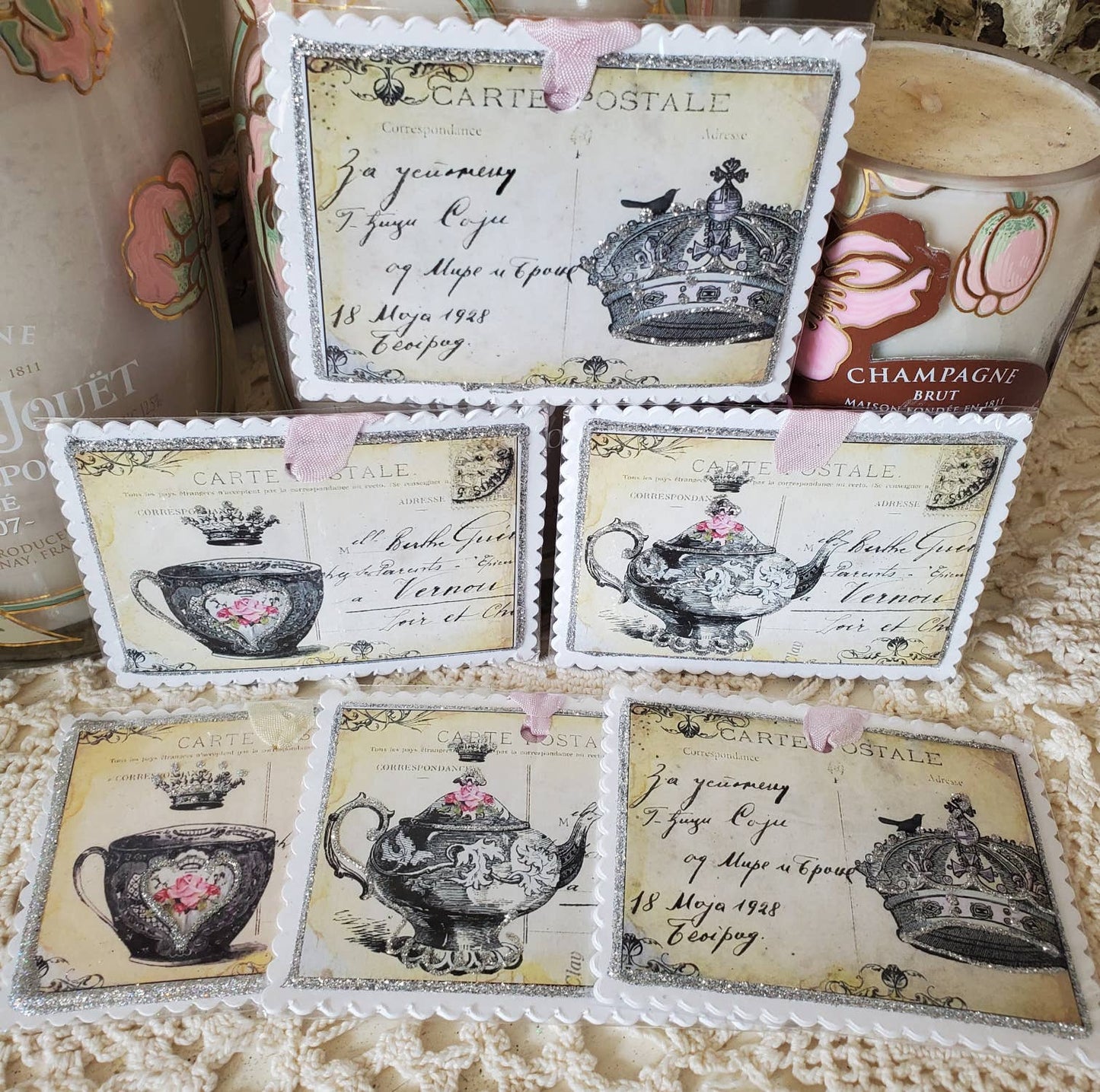 Little Heart Designs - Gift Tag Set of 6 Teacup, Teapot n Crown