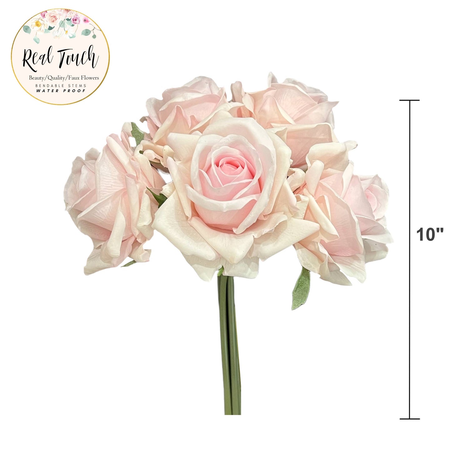 Angel Isabella - Real Touch Pack of 5 Large bloom Rose