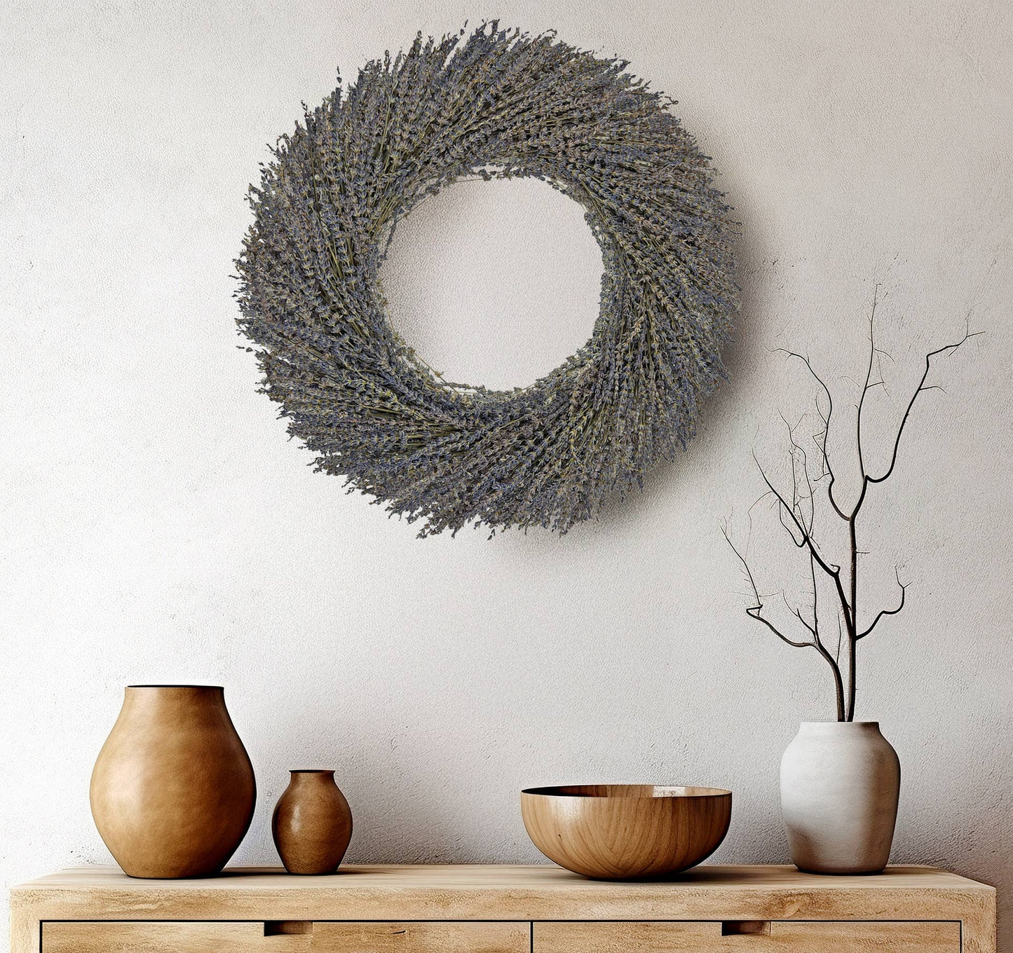 Le Menagerie - Real Preserved Dried Lavender Decorative Wreath in Purple