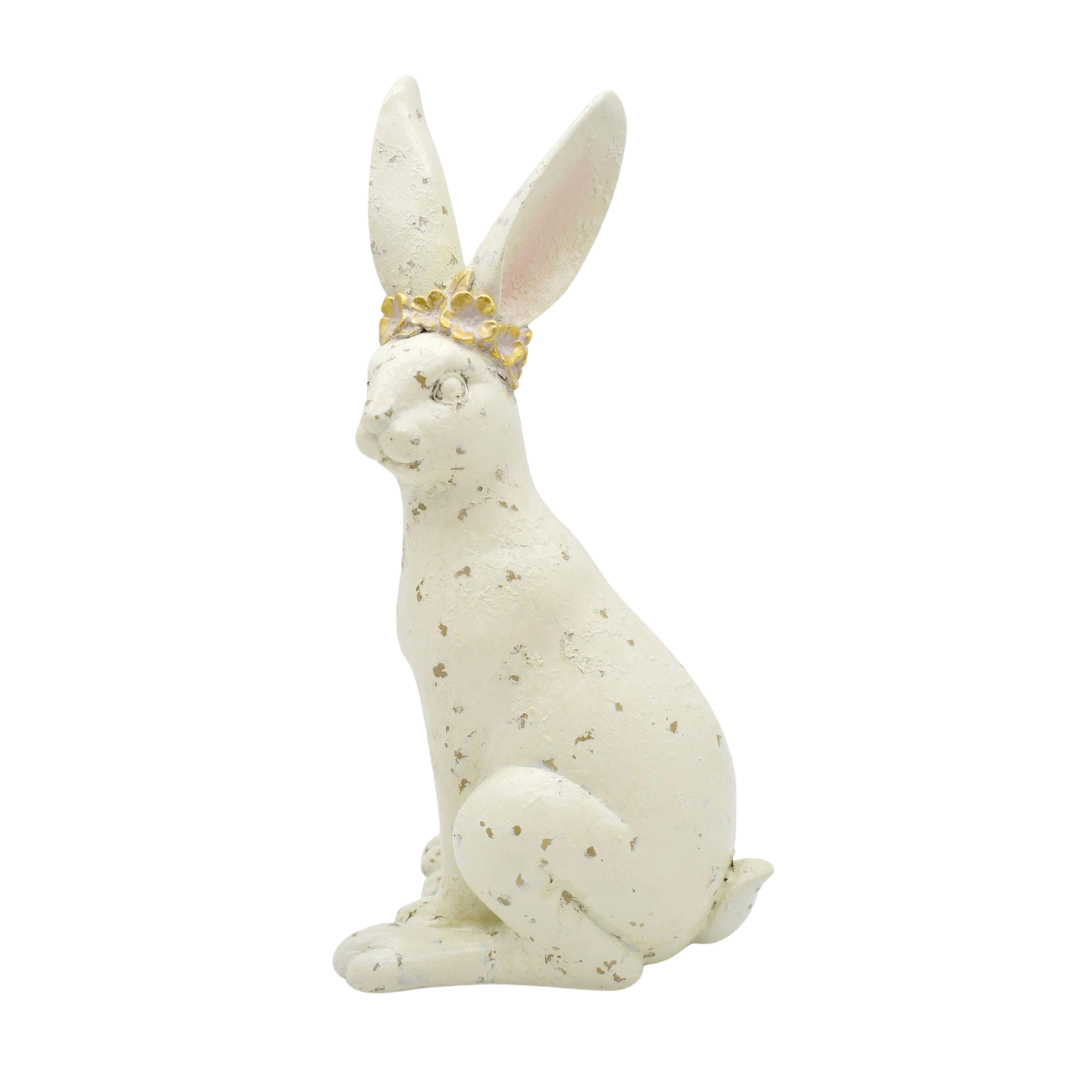 Le Menagerie - Bunny w/Gold Flower Halo Easter Home Décor