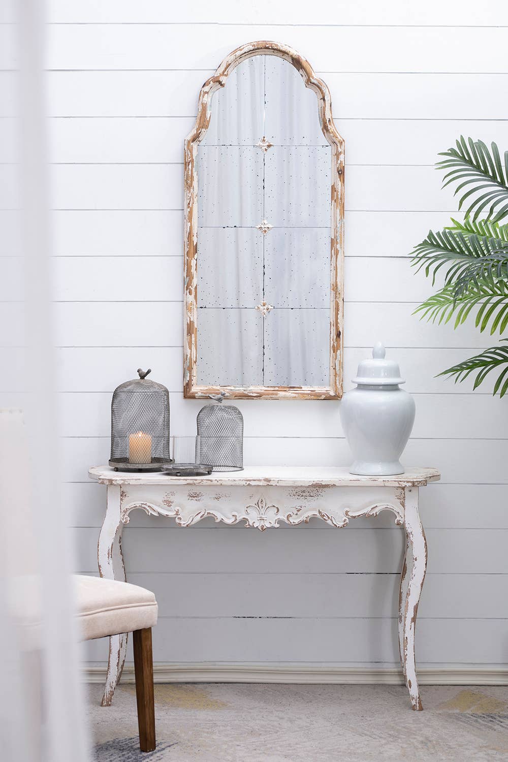 Le Menagerie- 46x16.5x30" Charming Fir Wood Console Table - White