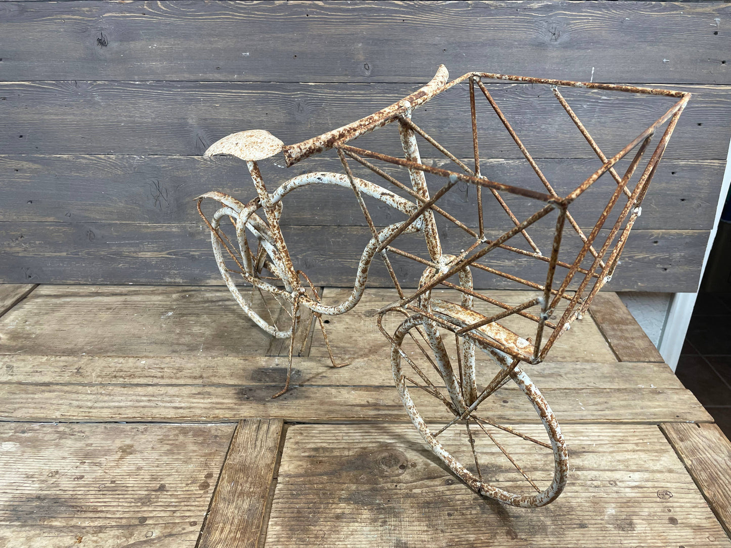 Le Menagerie - Bike Farmhouse Garden Iron Basket Planter-30x8x18 inches-NEW
