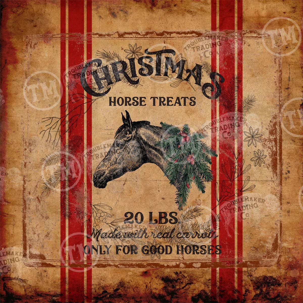 TroubleMaker Trading Company - Christmas Horse Treats - Square Framed Artwork