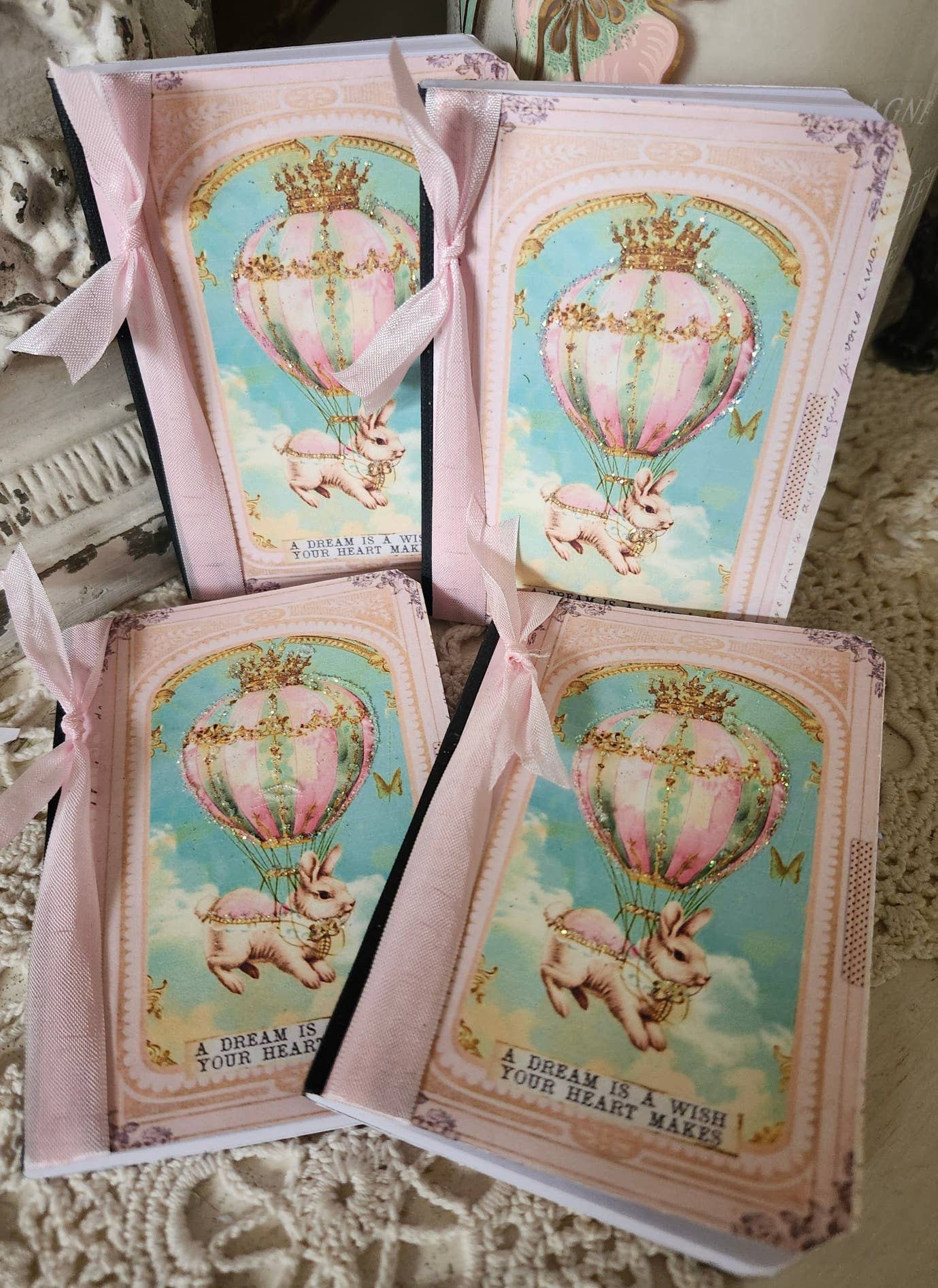 Little Heart Designs - Journal Mini Notebook Bunny Hot Air Balloon