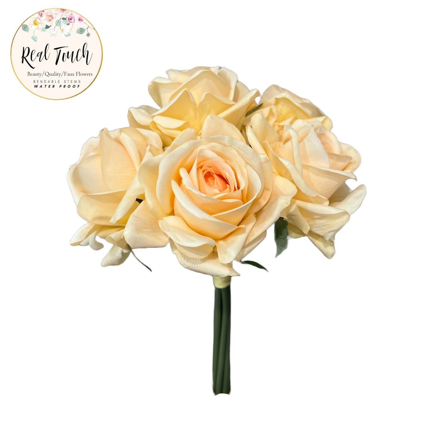 Angel Isabella - Real Touch Pack of 5 Large bloom Rose