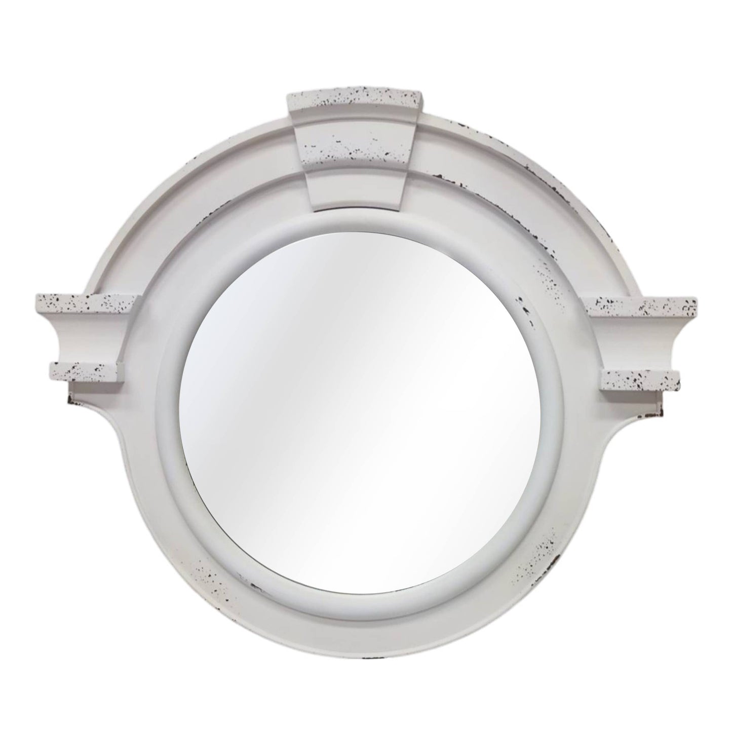 Le Menagerie - 20.5 in. White Round French Market Mirror