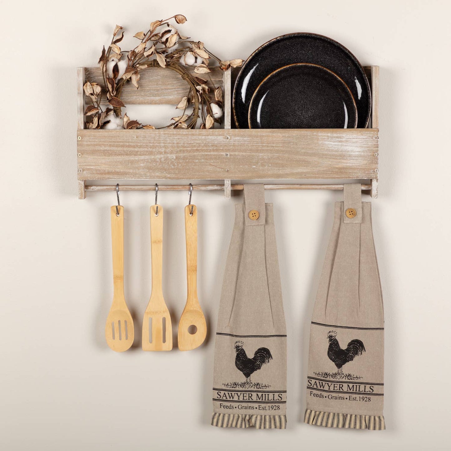 VHC - Sawyer Mill Charcoal Poultry Button Loop Tea Towel Set of 2