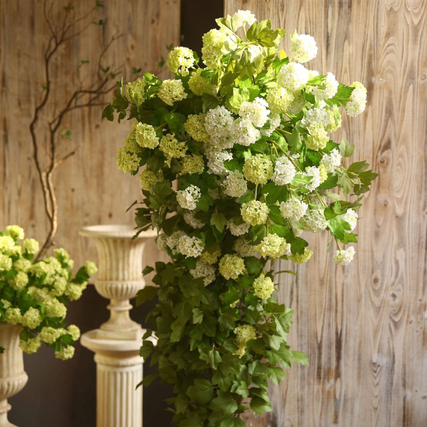 Angel Isabella - 40"Long-5 Blooms-Premium Faux Snowball hydrangea spray