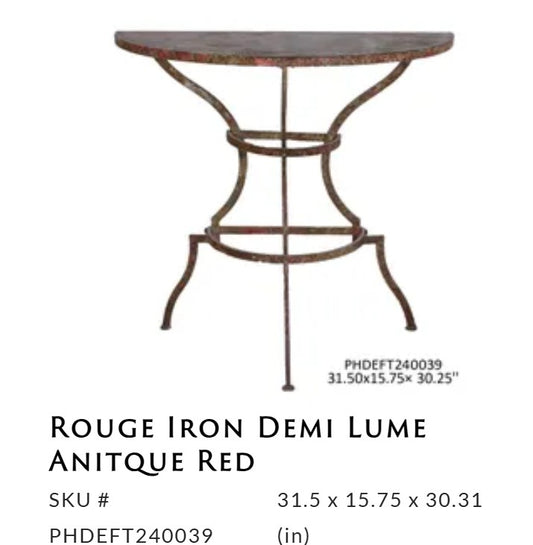 Porch View - Rouge Iron Demi Lume Antique Red Table