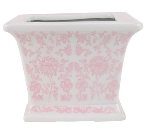 The Enchanted Home - Pink Square Floral Planter