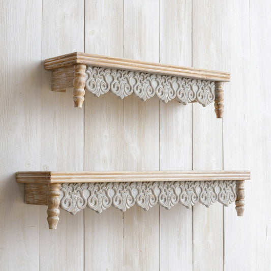 Audrey's - Shelves - Fleur-de-lis, Grey (Set Of 02)