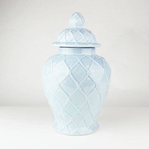 Le Menagerie - Light Blue Textured Ginger Jar - Large