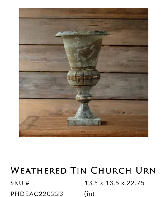 Porch View - Weathered Tin Church Urn