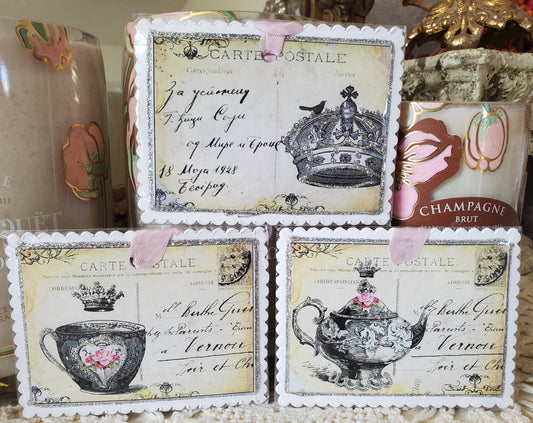 Little Heart Designs - Gift Tag Set of 6 Teacup, Teapot n Crown