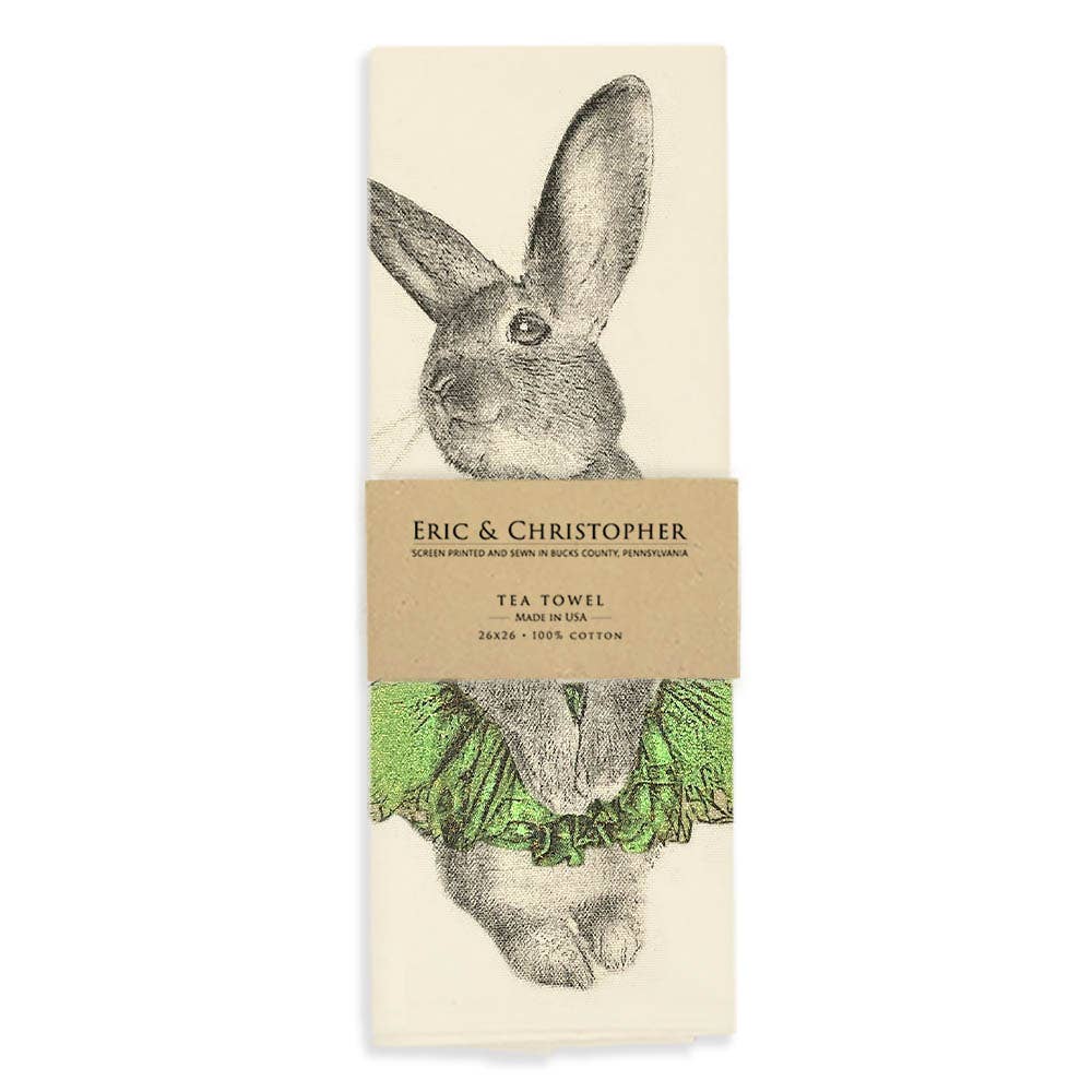 Eric & Christopher - Bunny Tutu Tea Towel - Green