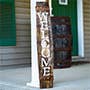 Le Menagerie- Amish-Made Whiskey Barrel Porch Sign, Welcome