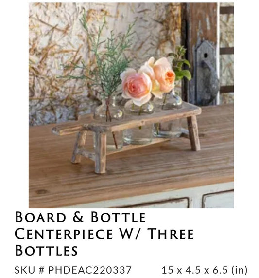 Porch View - Board & Bottle Centerpiece (3 bottles)