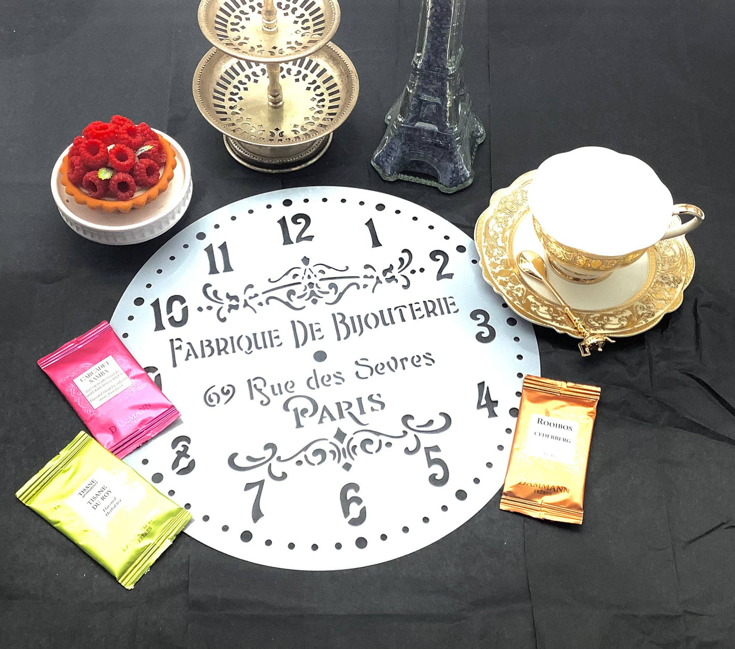 Le Menagerie  - Paris France Inspired Vintage Clock Tea Party Placemat