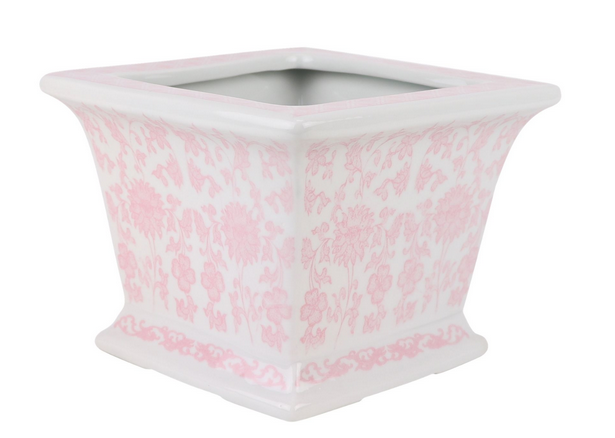 The Enchanted Home - Pink Square Floral Planter